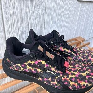 Brooks Women's Leopard Print Sneakers - Black and Pink